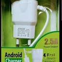 ANIK Android Charger- Super Fast 2.5A Charger With USB & Micro pin